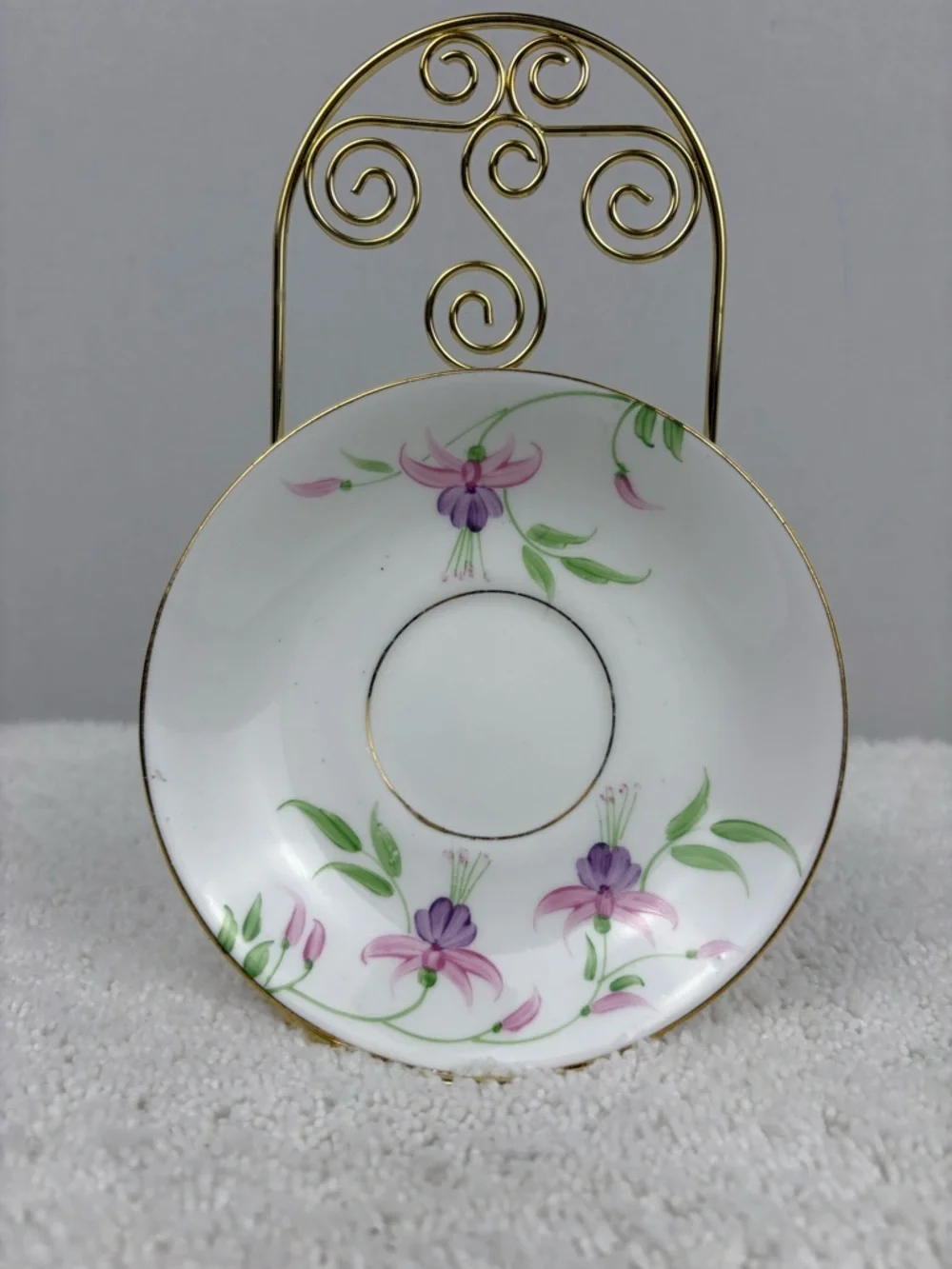 Vintage Teleflora Tea Cup and Saucer Set Featuring a Pink Morning Glory